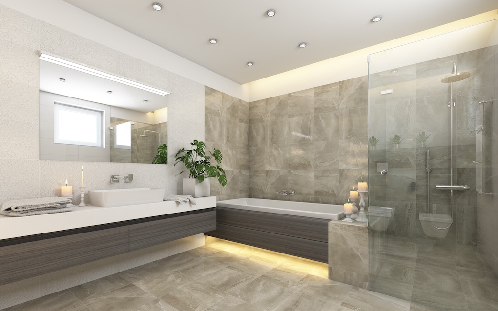 bright gray master bathroom layout ideas with spacious margins 