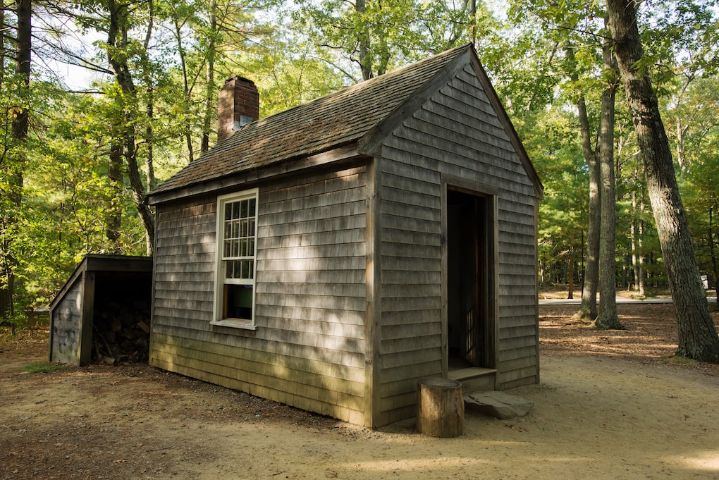Replica of Henry David Thoreau s house Walden Pond State Reservation Concord MA Massachusetts