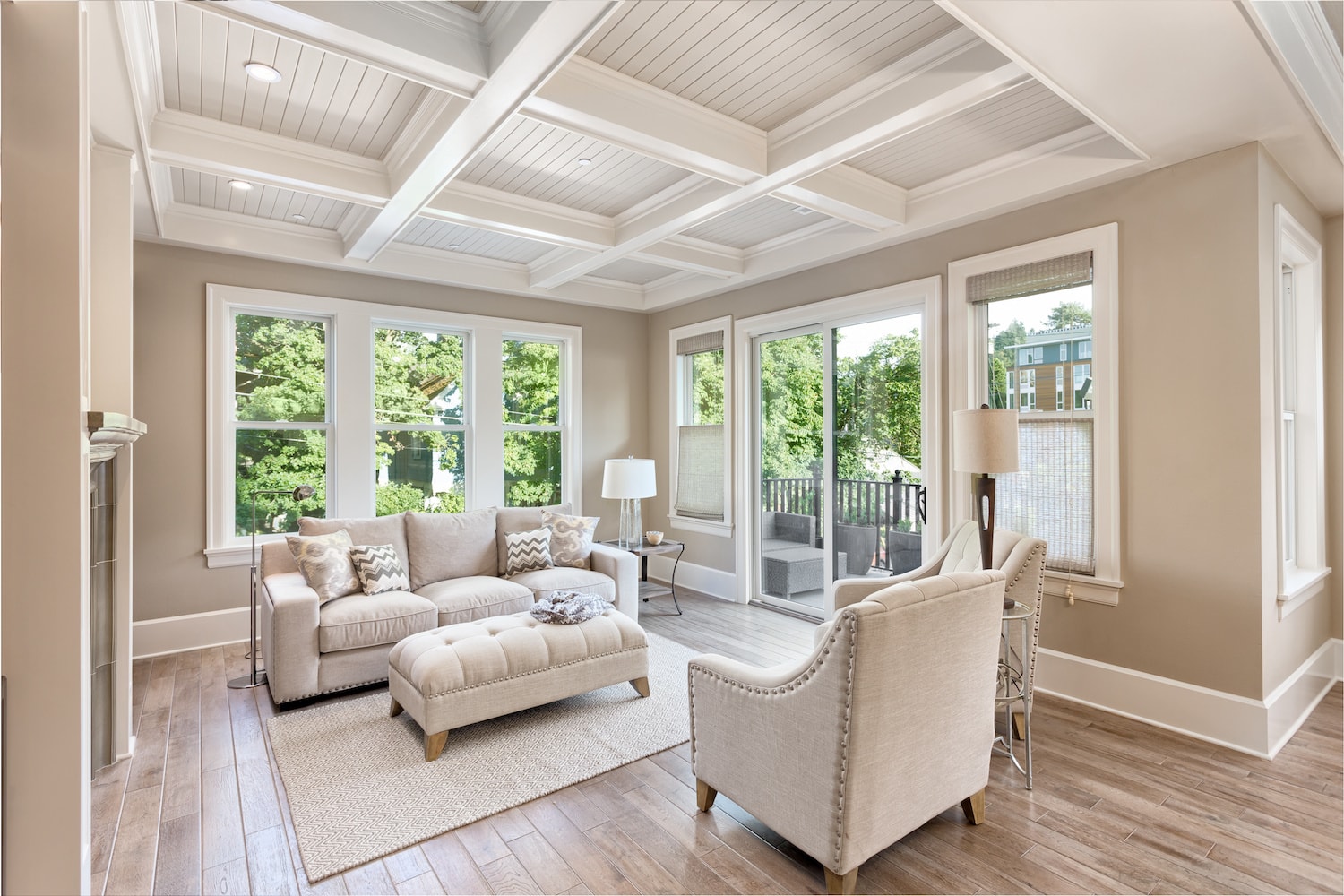 coffered vs tray ceiling living room